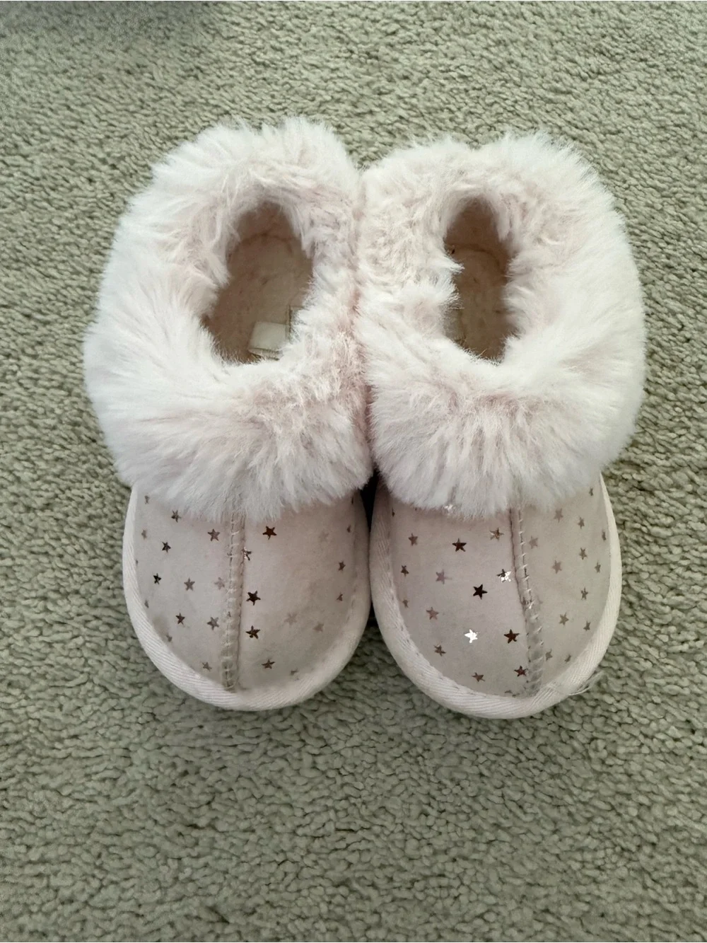 Toddler girl Pink Faux-Fur Star Slip-On Shoes